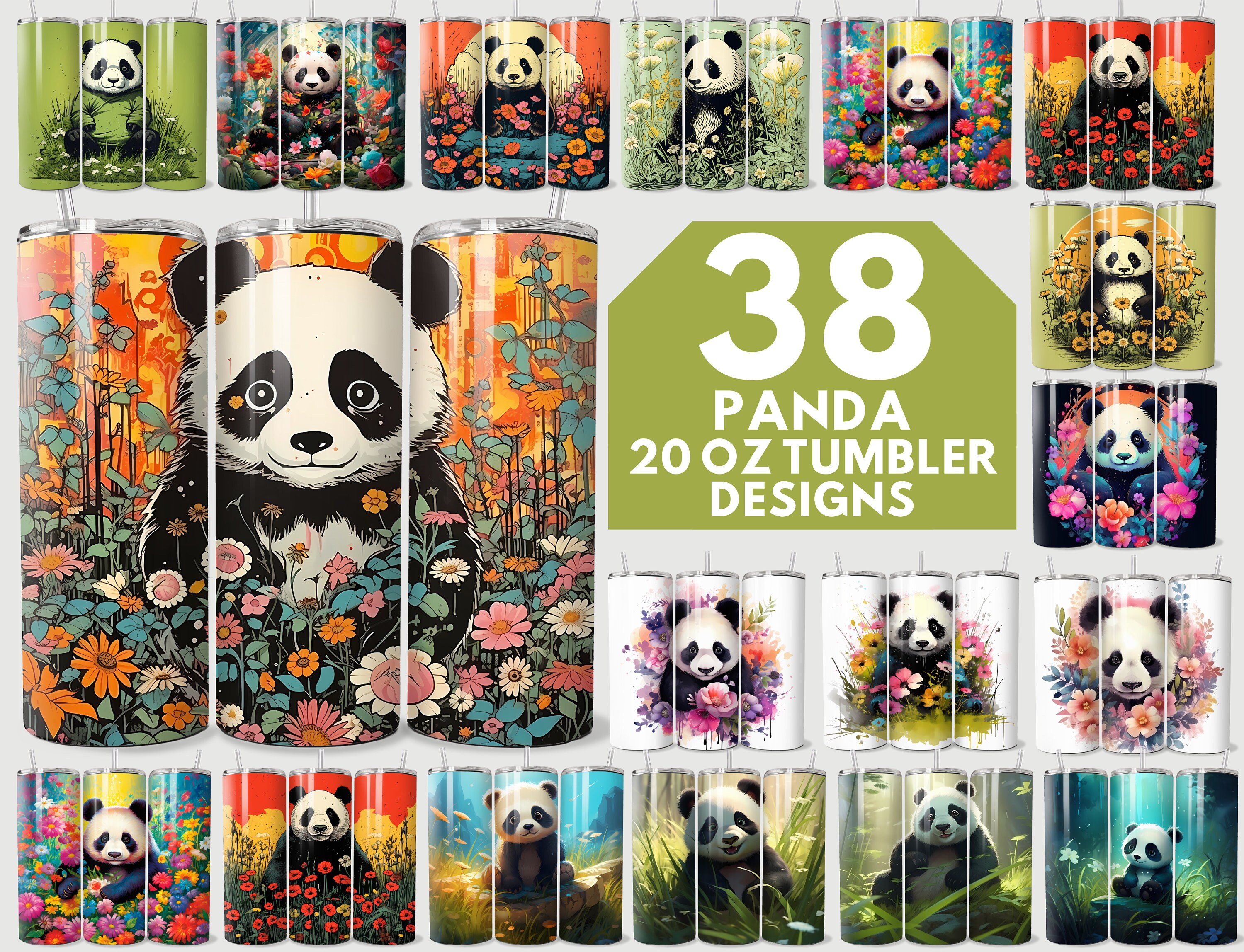 3D Cute Panda Tumbler 1 Graphic by Tumbler Wraps · Creative Fabrica