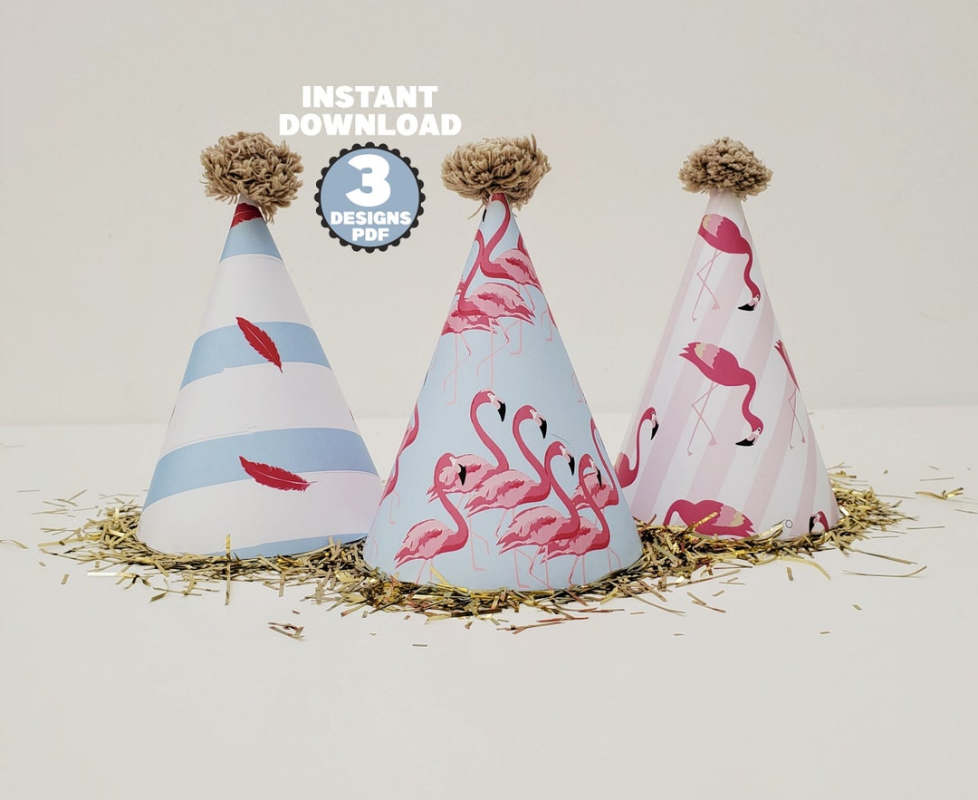 Printable Flamingo Party Hat, Flamingos Theme Decorations, Flamingo