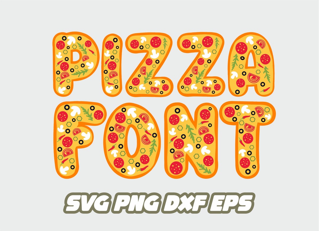 Pizza Font, Pizza Svg, Cooking Svg, Kitchen Font, Pizza Slice Letters