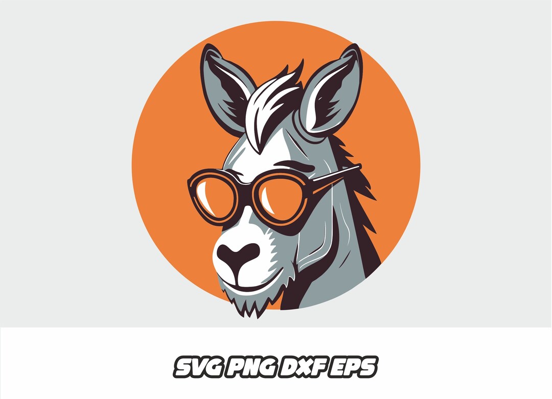 Cool Donkey Svg, Funny Donkey Clipart, Donkey in Sunglasses in the