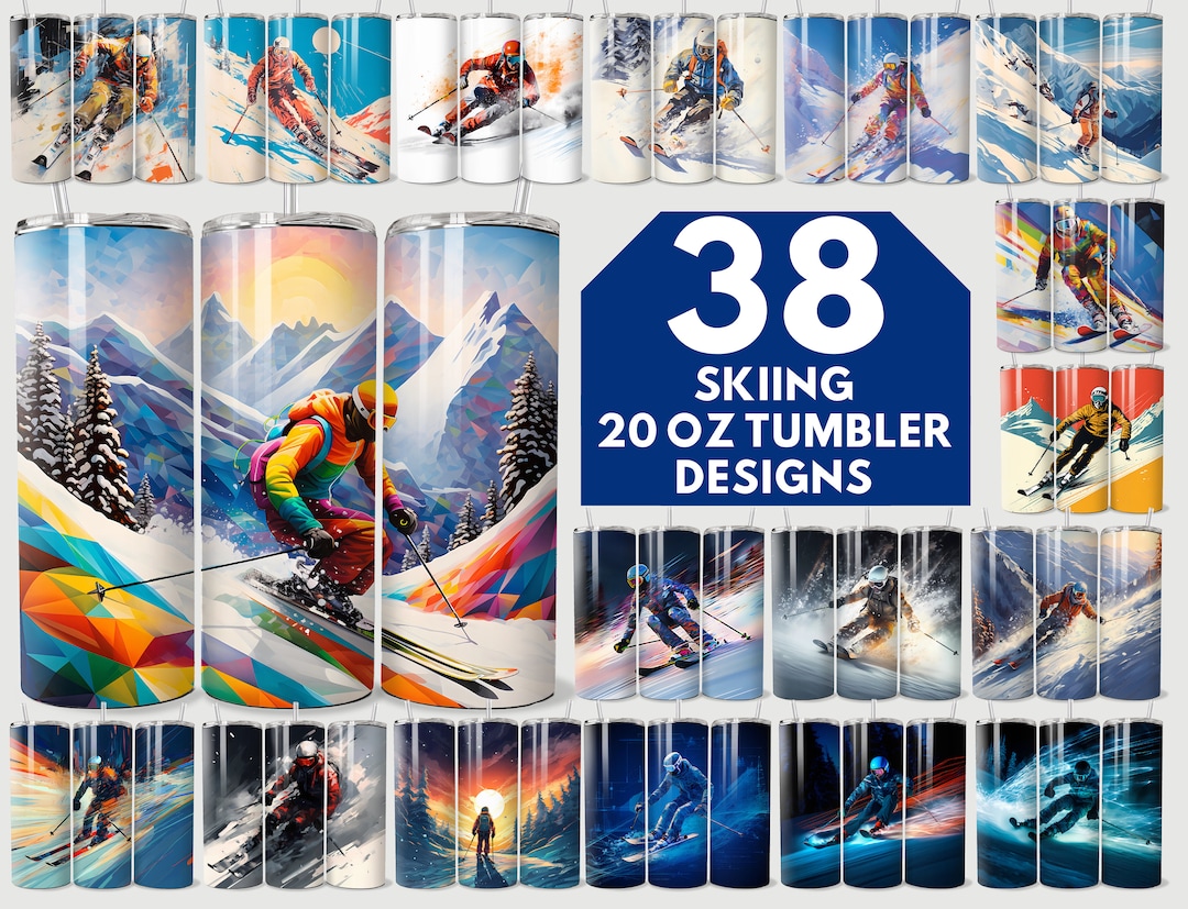 Skiing Tumbler Wrap Png, Downhill Skiing 20 Oz Skinny Tumbler