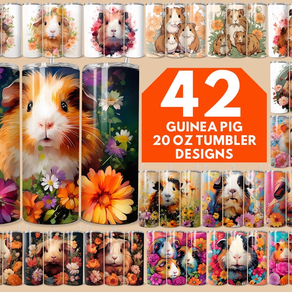 Guinea pig tumbler wrap png, Cute pets 20 oz skinny tumbler sublimation design, Guinea pig family png, Baby animals print