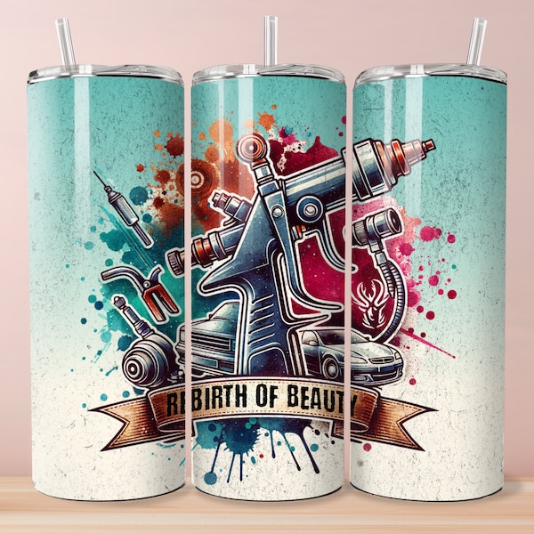 Automotive body repair tumbler wrap png, Auto repair 20 oz skinny tumbler sublimation design, Car repair professional design png