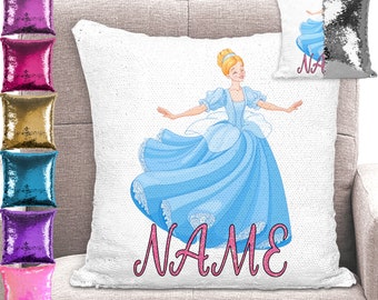 Princess Personalised Sequin Cushion Cover Mermaid Pillow