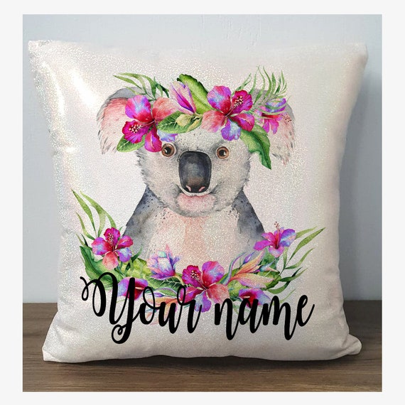Almohada de funda de cojin de koala personalizada blanca o champan Etsy Espana