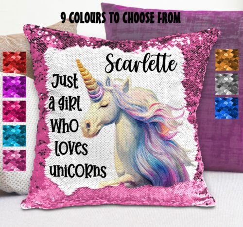 Personalised Unicorn Cushion Cover Sequin Mermaid Pillow