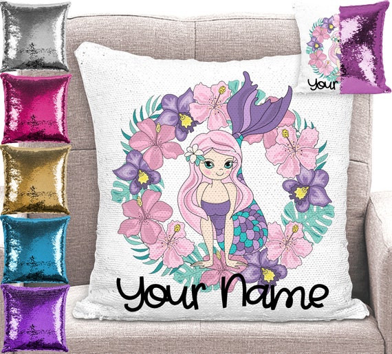 Personalised Mermaid Sequin Cushion Cover Mermaid Pillow