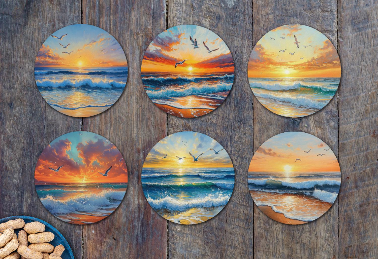 Beach Beverage Coaster Set Nautcal Drnk Coasters. Seasde - Etsy