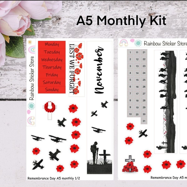 Hobonichi Cousin Monthly Kit Remembrance Day Any Month