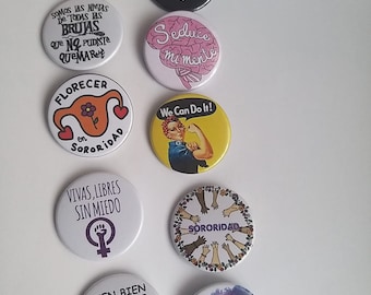 Feminist badges buttons, badges, pack of 10 units of 38mm—1.5 inch