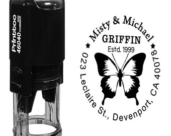 Printtoo Custom Round German Shepherd Dog Address Rubber Stamp Personalized Self Inking Gift Idea-Black