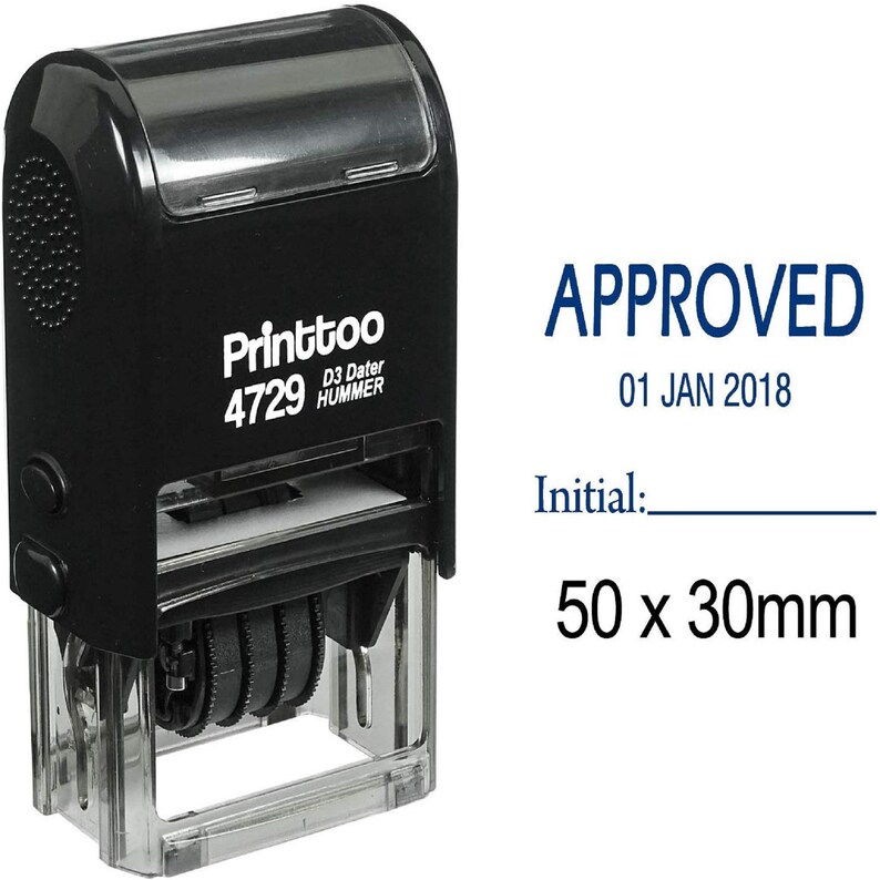 IPR4729-2 Office Stationery Self Inking Rubber Stamp Personalized Dater Stamp Desk Accessories Approved and Initial Text Rubber Stamp