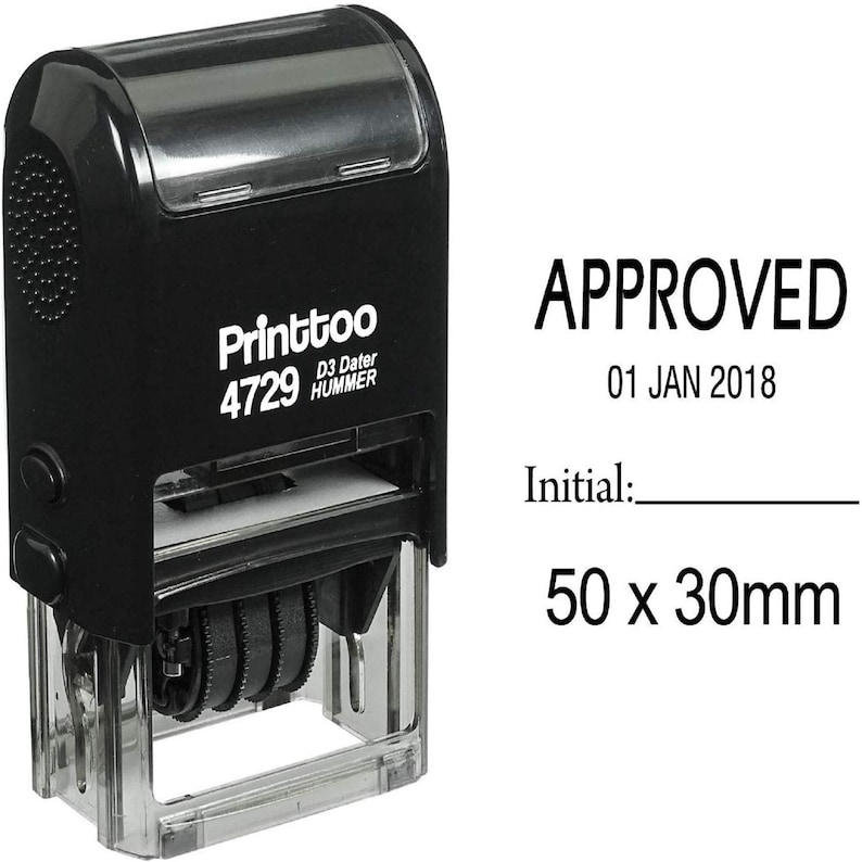 IPR4729-2 Office Stationery Self Inking Rubber Stamp Personalized Dater Stamp Desk Accessories Approved and Initial Text Rubber Stamp