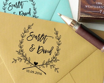 Self Inking Wedding Stamp, Round Wedding Stamp, Custom Wedding Stamp, Invitation Stamp, Save The Date Personalized Rubber Stamp HS186P