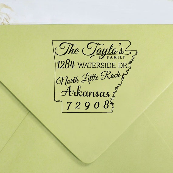 Custom Arkansas Map Return Address Stamp Self Inking Address Etsy