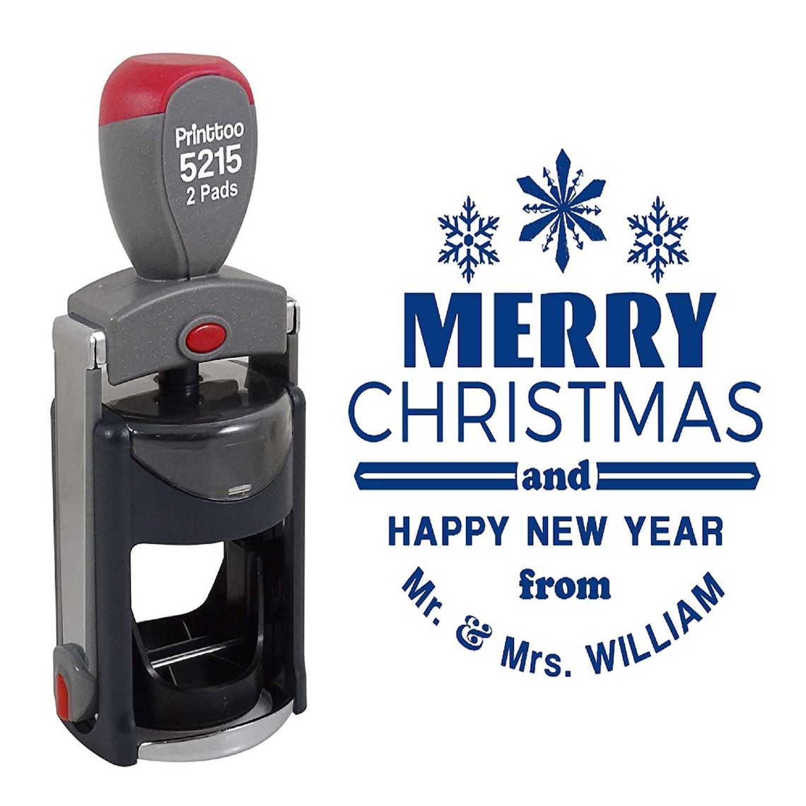 Self Inking Stamp Merry Christmas Round Rubber Stamp Etsy