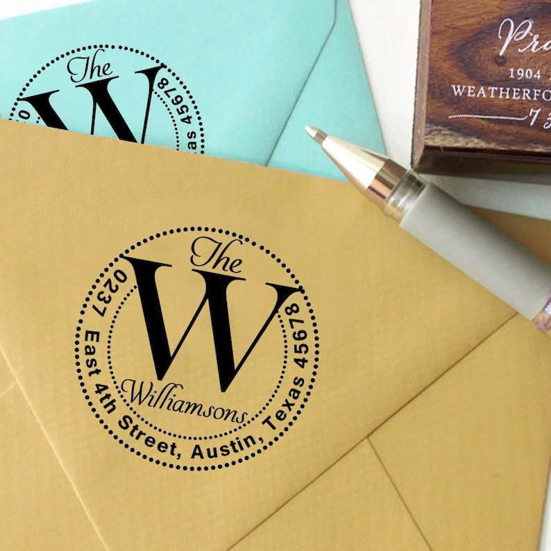 Monogram Custom Business Stamp Round Logo Stamp Self Inking Etsy