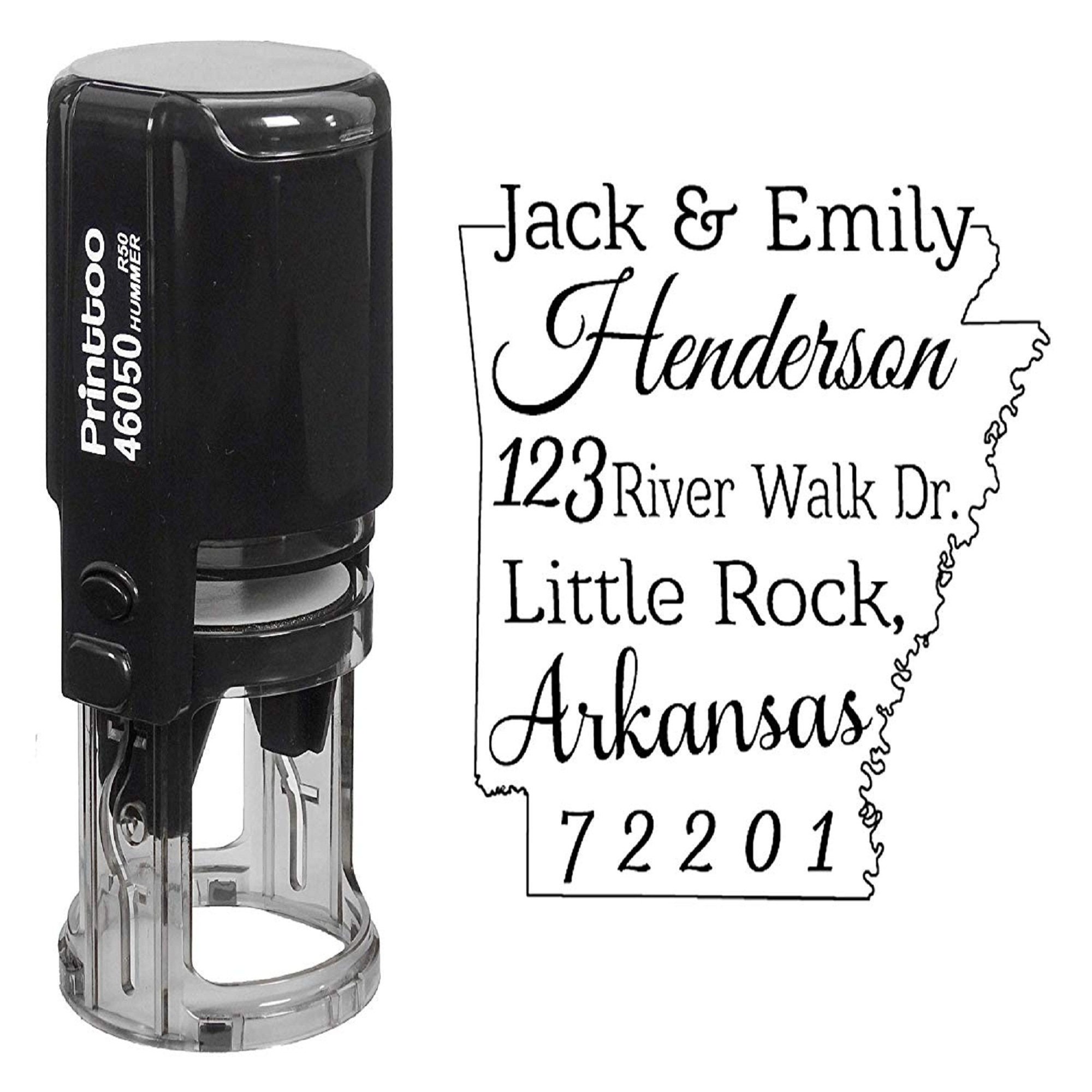 Round Rubber Stamp Arkansas Map Stamp Self Inking Rubber Etsy