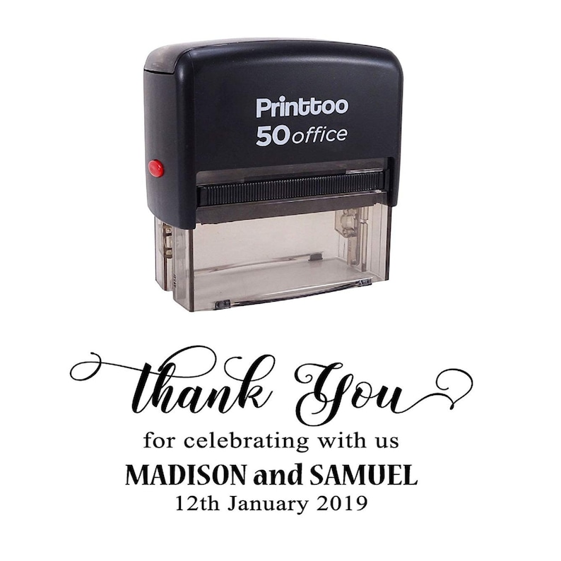 Wooden Mounted Stamp Custom Thank You Stamp Self Inking Wedding Rubber Stamp IPHS115A Personalized Envelope Stamp Save The Date Stamp