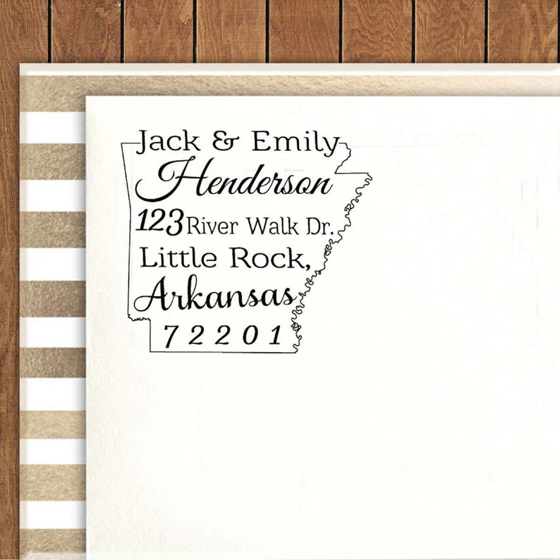 Round Rubber Stamp Arkansas Map Stamp Self Inking Rubber Etsy