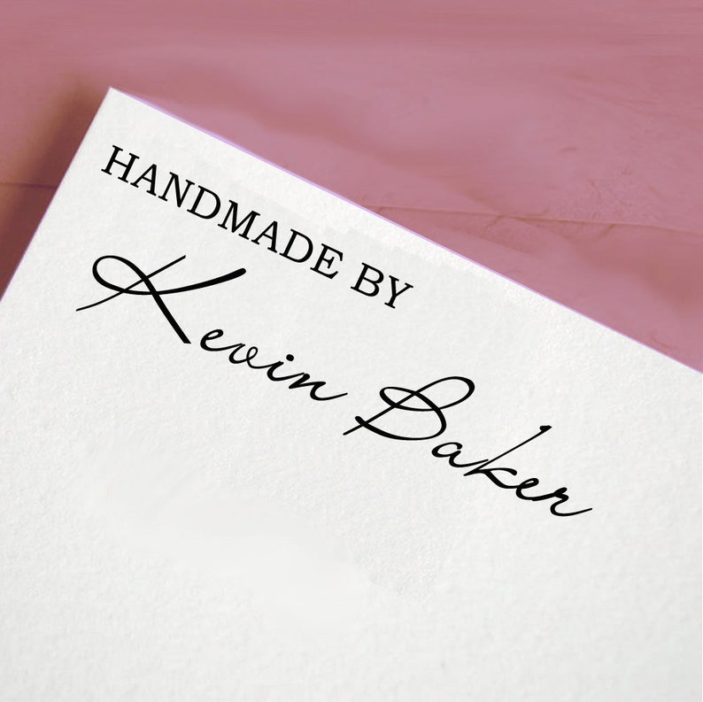 Handmade By Rubber Stamp Custom Stamps Signature Calligraphy Etsy