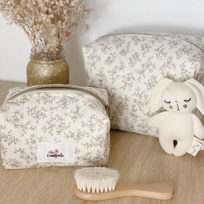 Trousse matelassée personnalisable coton Oeko Tex Double gaze Agathe image 1