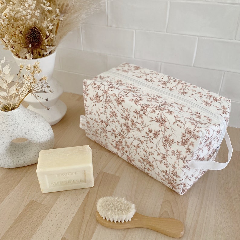 Trousse de toilette très grande taille vanity personnalisable coton imprimé Oeko Tex image 3