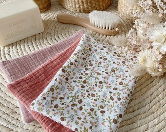 Maxi salviette salviette spugna bambino e cotone stampa oeko Tex Piccoli fiori