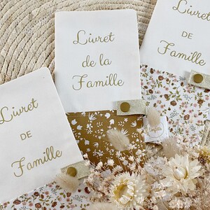 Customizable family booklet cover in Oeko Tex printed cotton