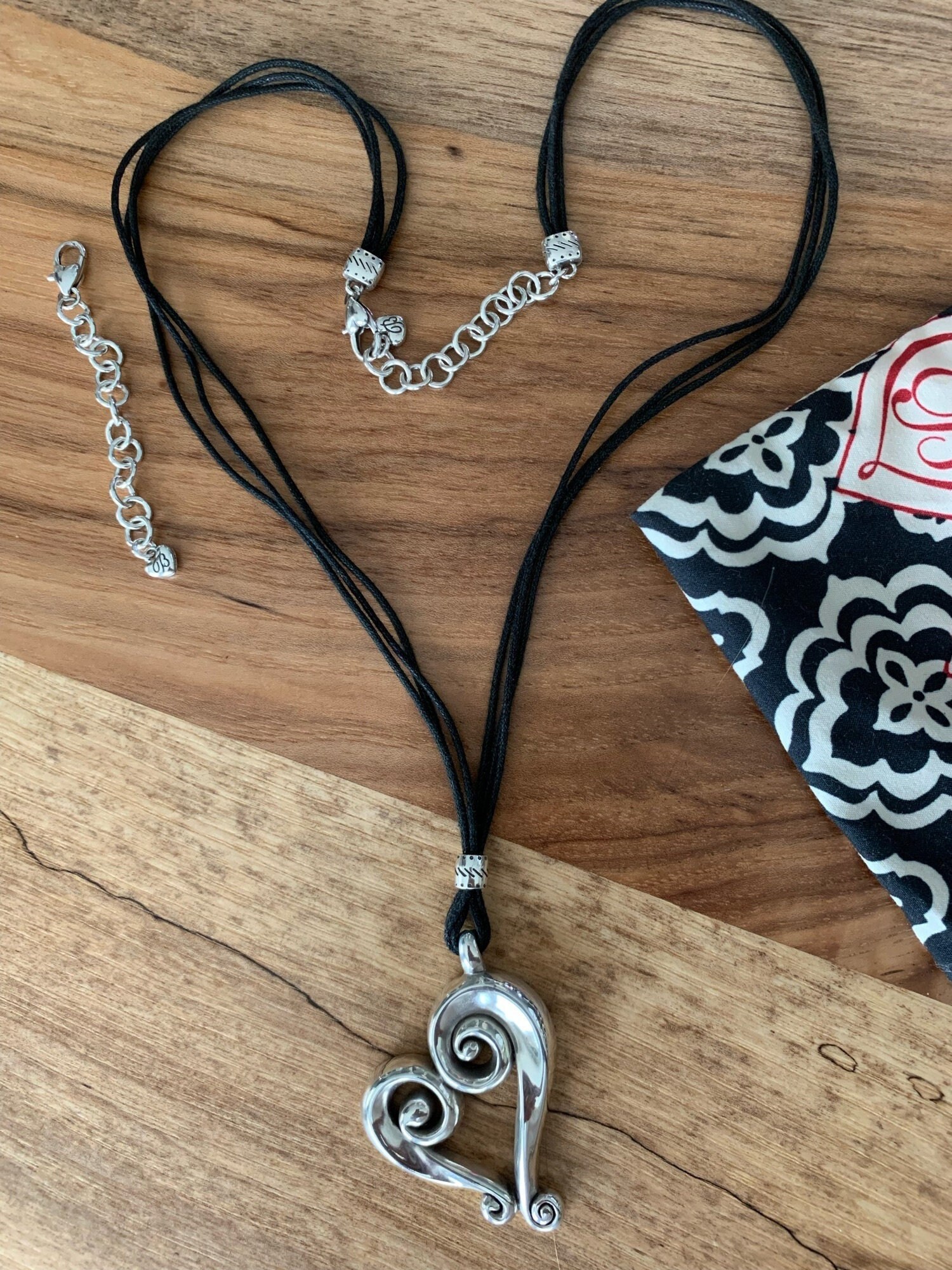 Brighton heart necklace black cord sale