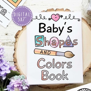 Baby&#39;s First Shapes and Colors Book, Instant Download Coloring Activity for Birthdays and Baby Shower Events