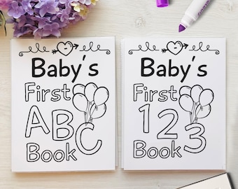 ABC & Numbers Baby Shower Bundle, Book Themed Baby Shower Activities, Alphabet Coloring Pages,ABC Baby Shower,  Personalized Preschool