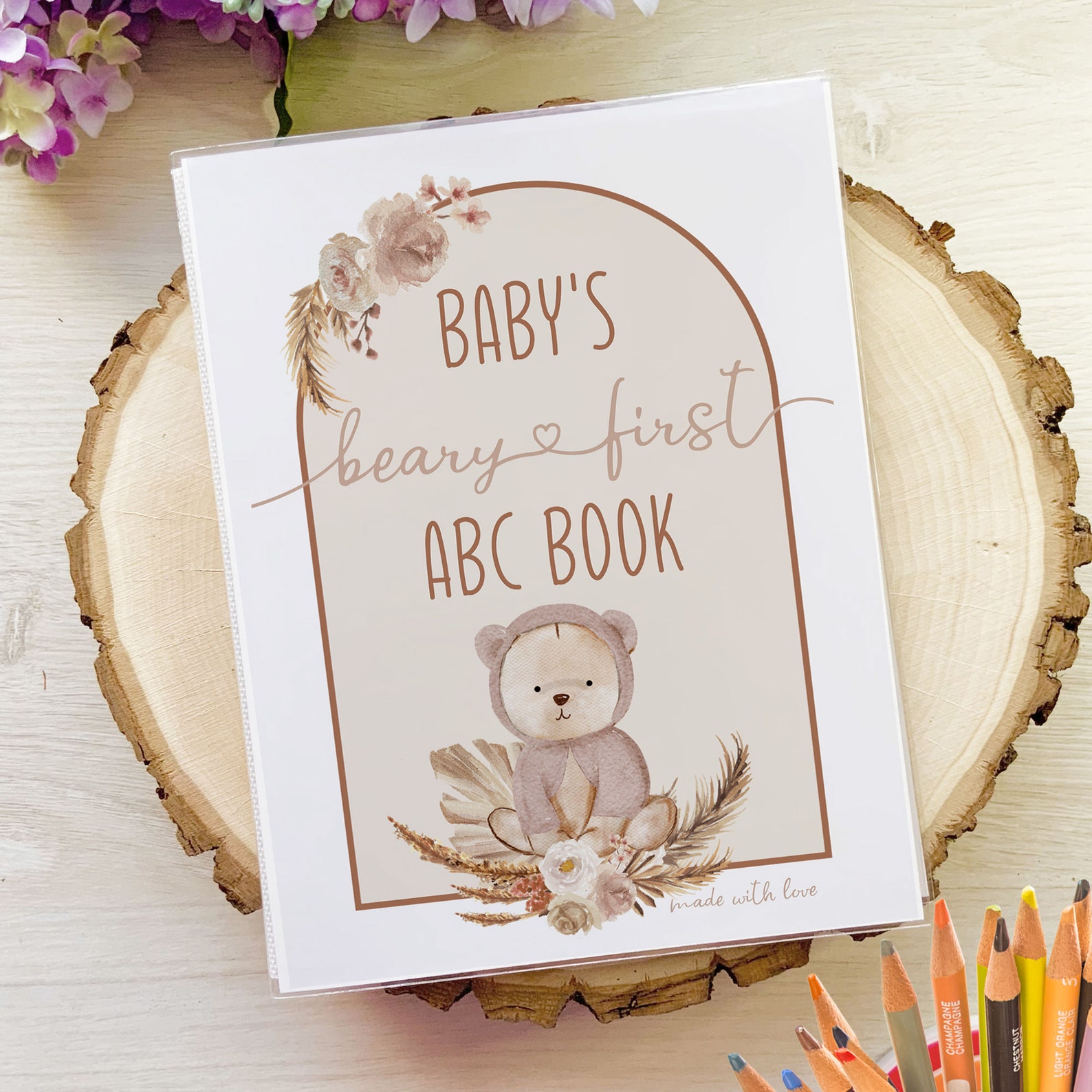 Teddy Bear Baby Shower Guest Book Alternative Boho Gender Etsy