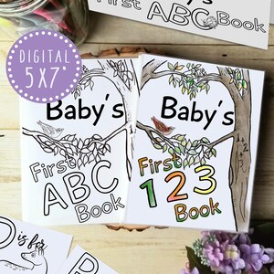 Woodland ABC + 123 Digital Bundle, Baby Shower Coloring Book Activty, Woodland Themed Birthday Party for Tots, Alternative Guest Book Idea