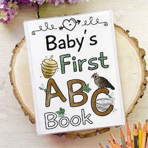 Woodland ABC Baby Shower Book, Handmade with Personalized Cover and Album, A Precious Baby Gift or Birthday Activity for Tots