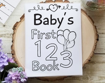 Baby Shower Activities, Printed Numbers Book with Album, Counting Activity, First Number Cards,  Babys First Book Keepsake