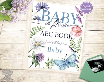 Baby in Bloom Shower ABC Guest Book, Wildflower Coloring Activity for Guests, Girl Garden Sprinkle, Unique Baby Shower Games Alternative