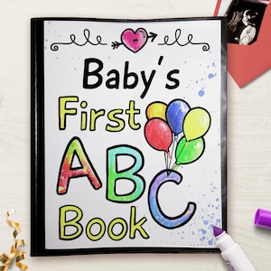 ABC Book Baby Shower Idea, Handmade with Personalized Cover and Album, A Precious Baby Keepsake or Birthday Activity for Tots image 2