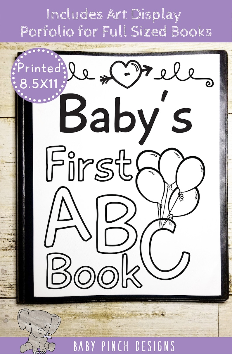 ABC Book Baby Shower Idea, Handmade with Personalized Cover and Album, A Precious Baby Keepsake or Birthday Activity for Tots 8.5X11 inches