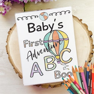 DIY Adventure Awaits ABC Book, Baby's First Birthday or Baby Shower Gift, Coloring Activity Instant Download