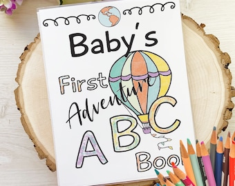 DIY Adventure Awaits ABC Book, Baby's First Birthday or Baby Shower Gift, Coloring Activity Instant Download
