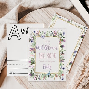 Editable Wildflower Butterfly Baby Shower Guest Book Alternative, ABC Printable Activity with Blank Pages, Printable Coloring Book Template image 4