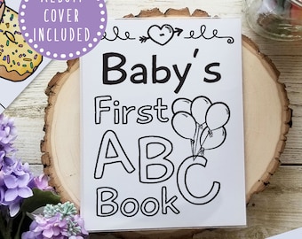 Idée de livre ABC pour baby shower, fait main avec couverture et album personnalisés, un précieux souvenir de bébé ou une activité d'anniversaire pour les tout-petits