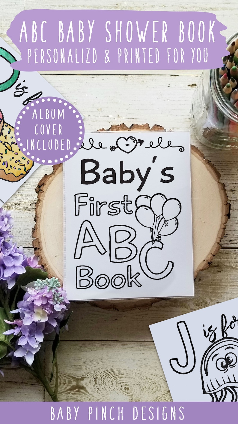 ABC Book Baby Shower Idea, Handmade with Personalized Cover and Album, A Precious Baby Keepsake or Birthday Activity for Tots image 1