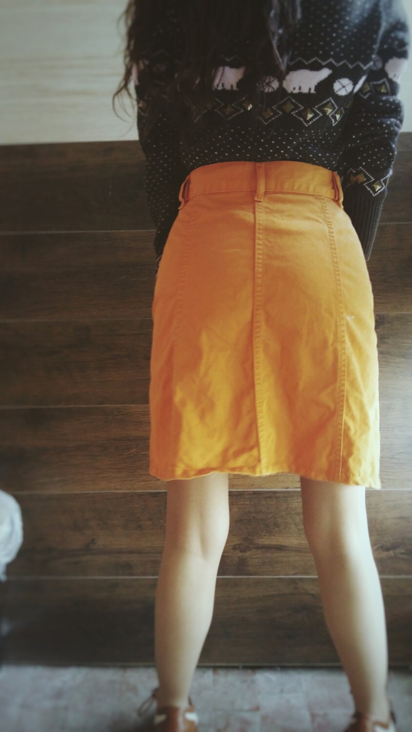 Funday Orange Denim Skirt main image 1