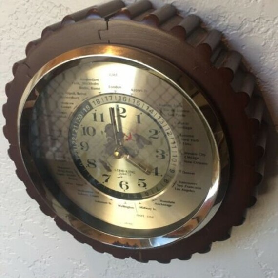 Vintage Lord King 24 Hour World Clock Red Airplane Etsy