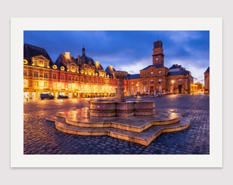 Charleville-Mézières France Print: Place Ducale by Night, Signed Fine Art