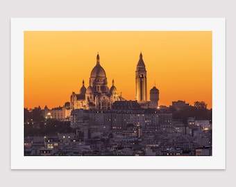 Photographie de Paris, Sacré Coeur, Montmartre, Coucher de soleil, Tirage d'art original pour décorer votre maison ou pour offrir en cadeau