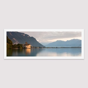 Panoramic Photograph of Chillon Castle, Geneva Lake, Switzerland - Wall Art, Panorama, Limited Edition Fine Art Print, Signed and Numbered