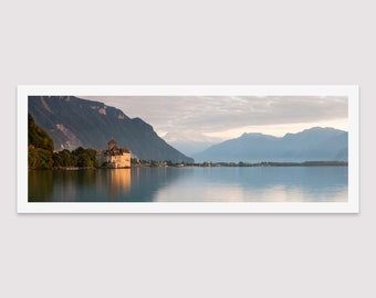 Chillon Castle Panoramic Photograph: Geneva Lake, Switzerland Fine Art Print